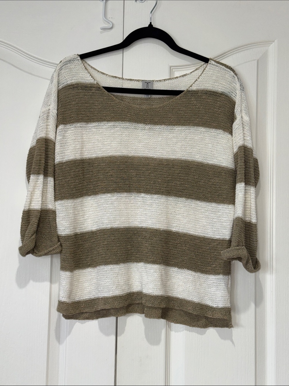 Tristan Linen Blend Striped Lightweight Knit Pullover Size P/S